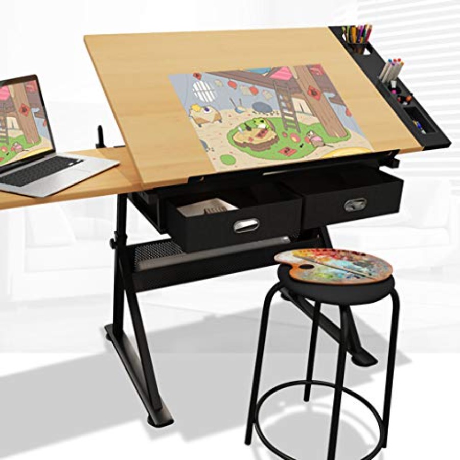 Art Craft And - Drafting Table with Storage Height Adjustable