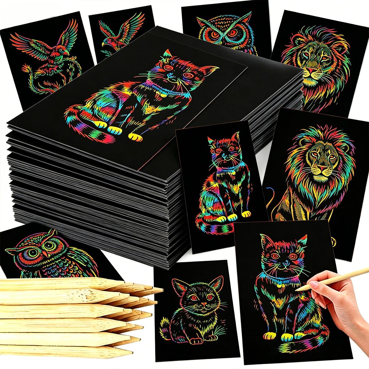 Art Craft Halloween - 40Pcs 16K/32K Magic Scratch Paper Set