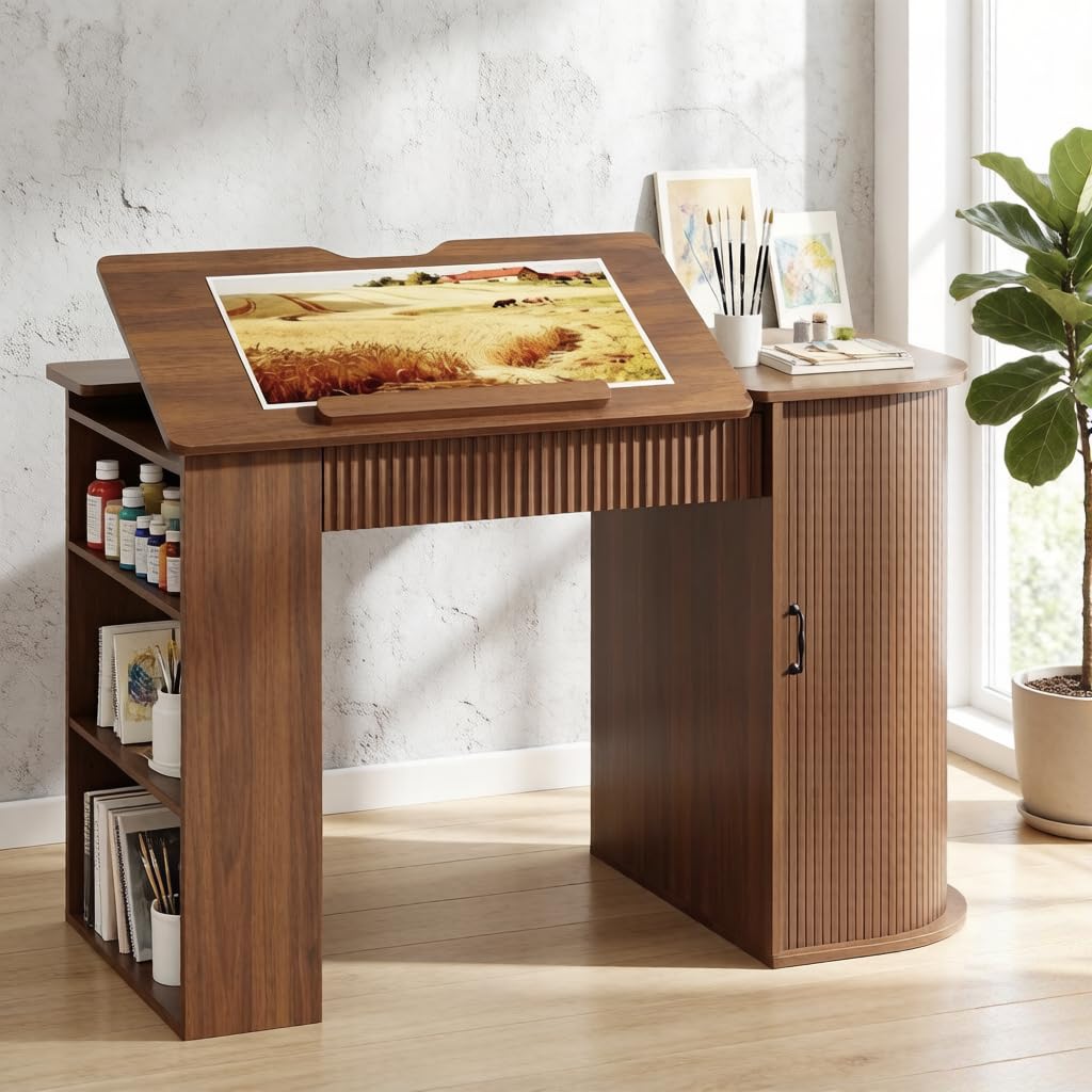 Art Craft And - Drafting Table with Storage Cabinet &