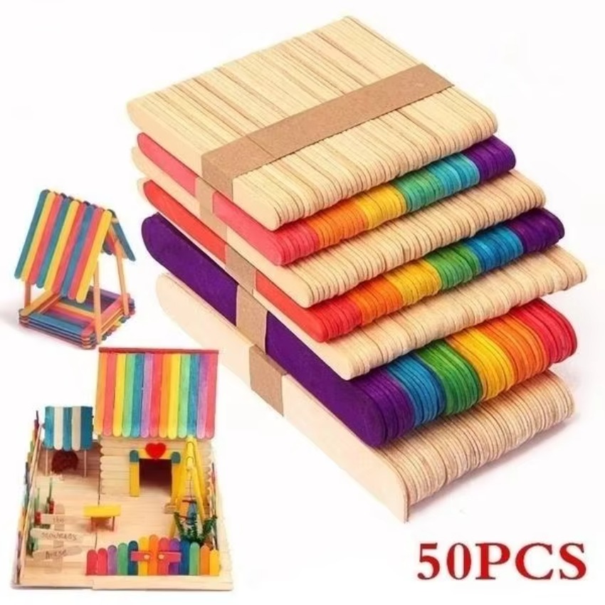 50Pcs Lot Natural Colored Wood – обзор и цена Art Craft Ice Cream