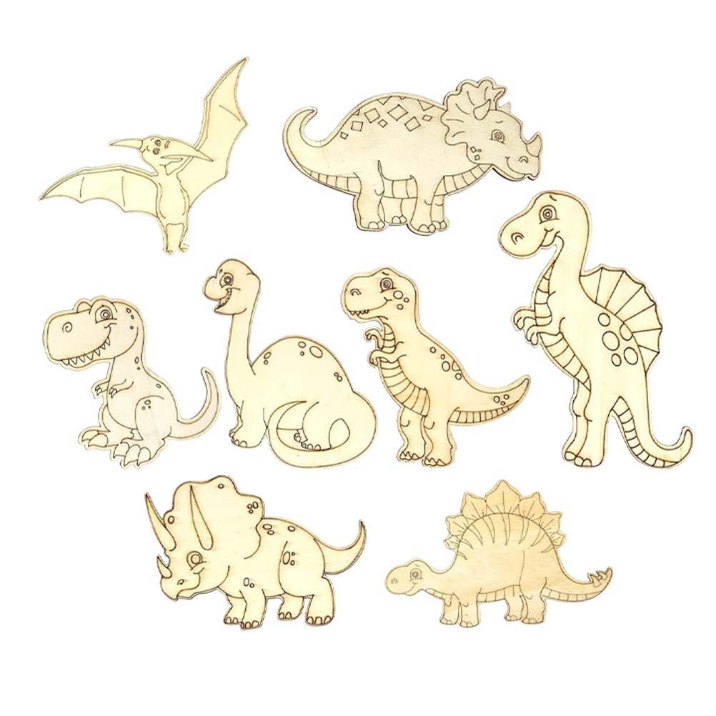 8Pcs Dinosaur Wood Pieces DIY  – обзор и цена Art Craft Dinosaurs
