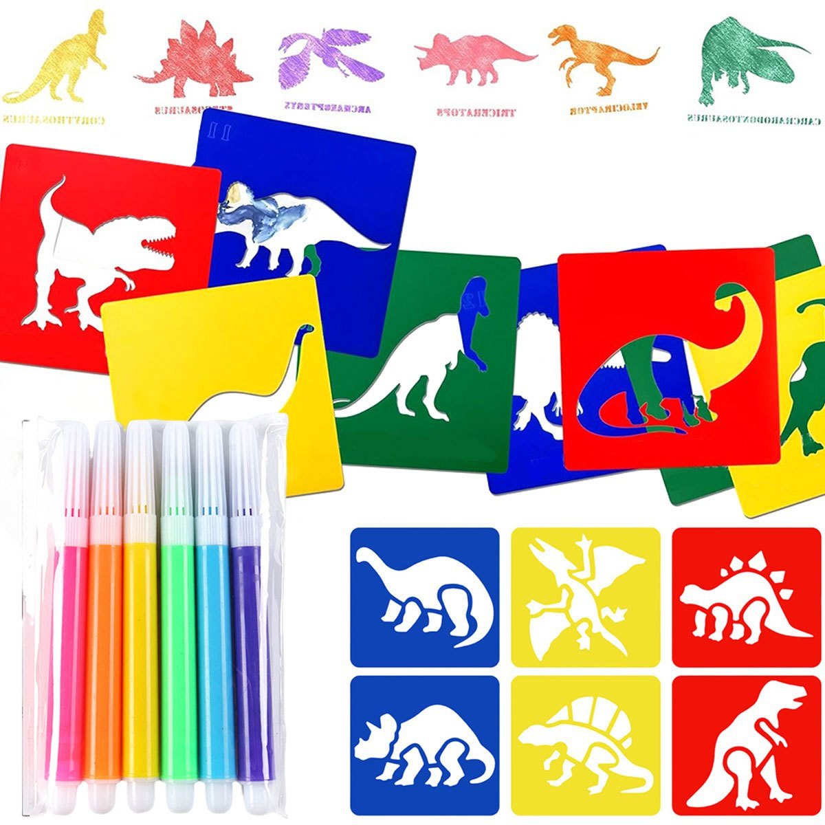6Pcs Dinosaur Painting Stencil – обзор и цена Art Craft Dinosaurs