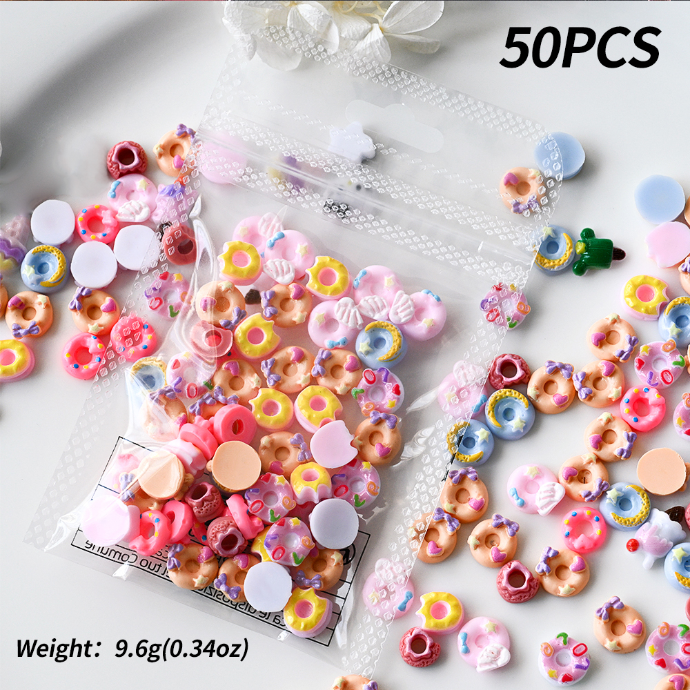 50pcs Pink Donut Cartoon Nail  – обзор и цена Art Craft Ice Cream