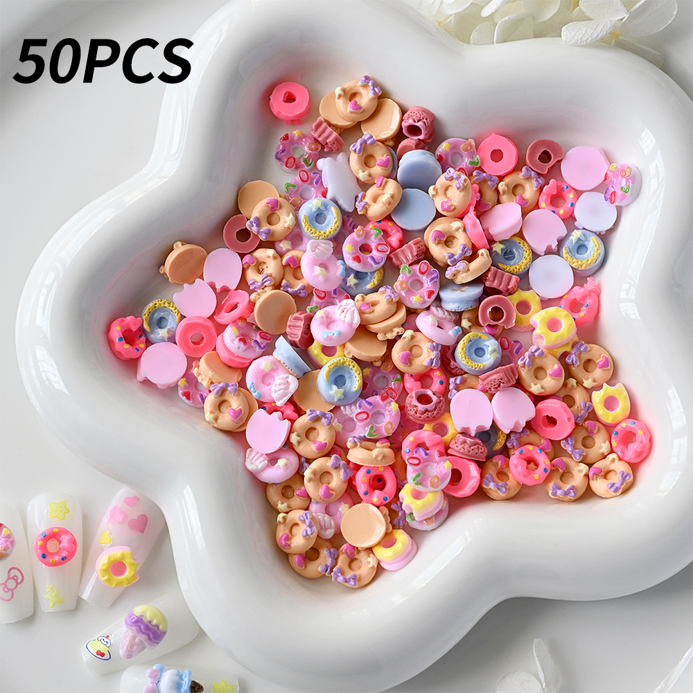 50pcs Pink Donut Cartoon Nail  – обзор и цена Art Craft Ice Cream