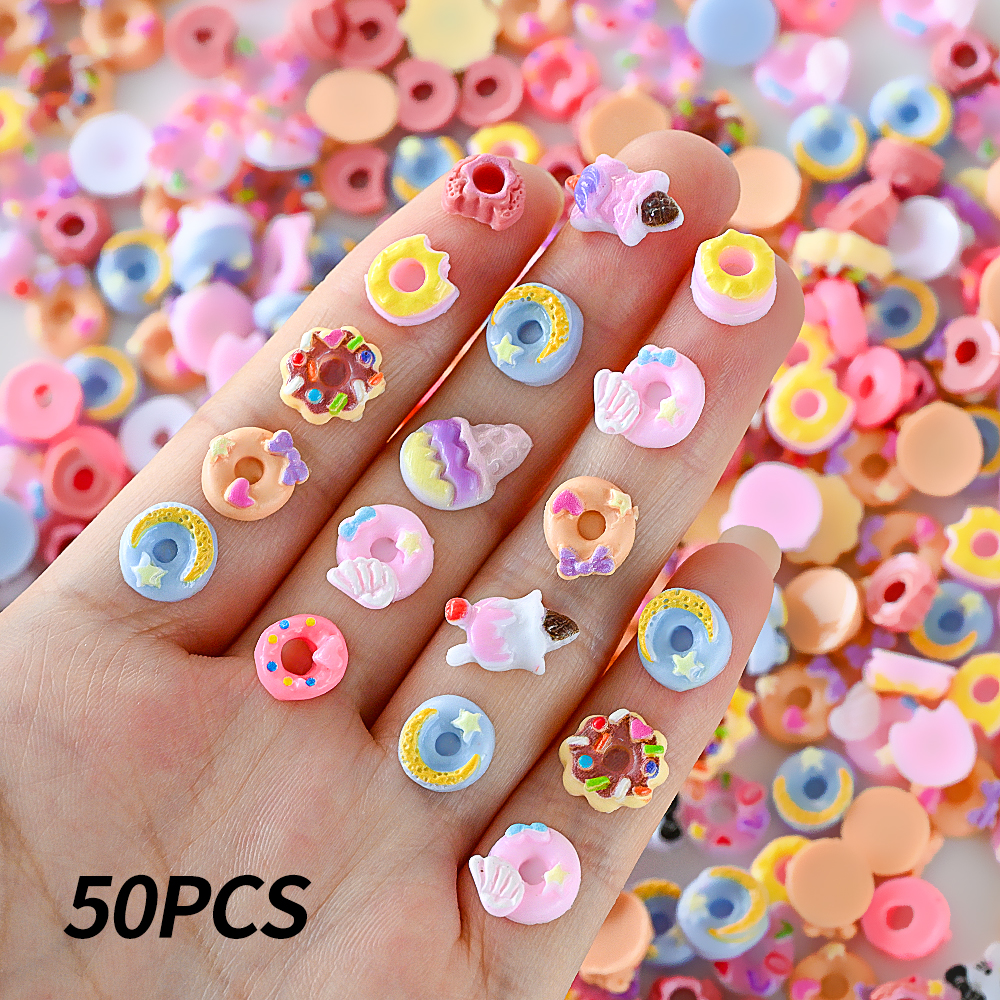 50pcs Pink Donut Cartoon Nail  – обзор и цена Art Craft Ice Cream