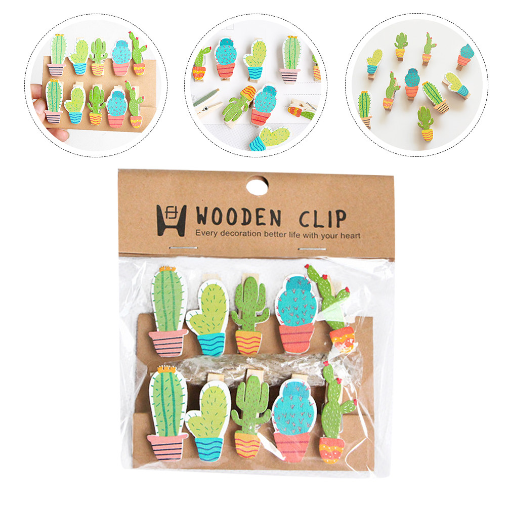 10Pcs Cactus Wooden Photo Clip – обзор и цена Art And Craft Nature