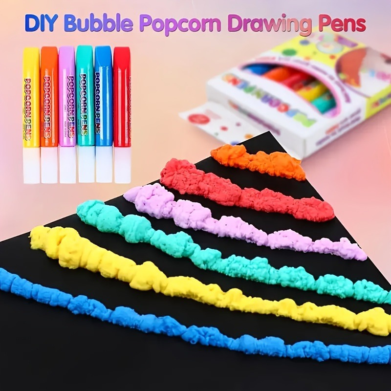 6pcs Puffy Popcorn Art Pens, 3 – обзор и цена Art Craft For Toddlers
