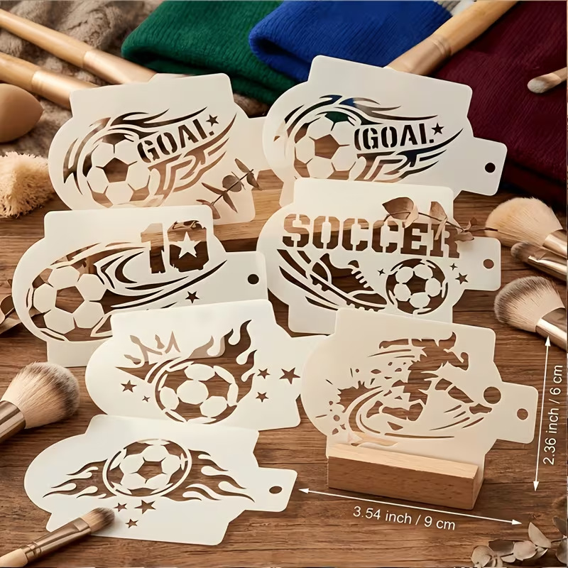 6Pcs Football Stencils for Pai – обзор и цена Art Craft Market