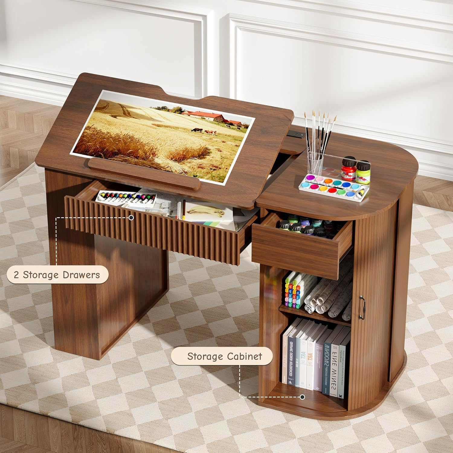 Drafting Table with Storage Ca – обзор и цена Art Craft And