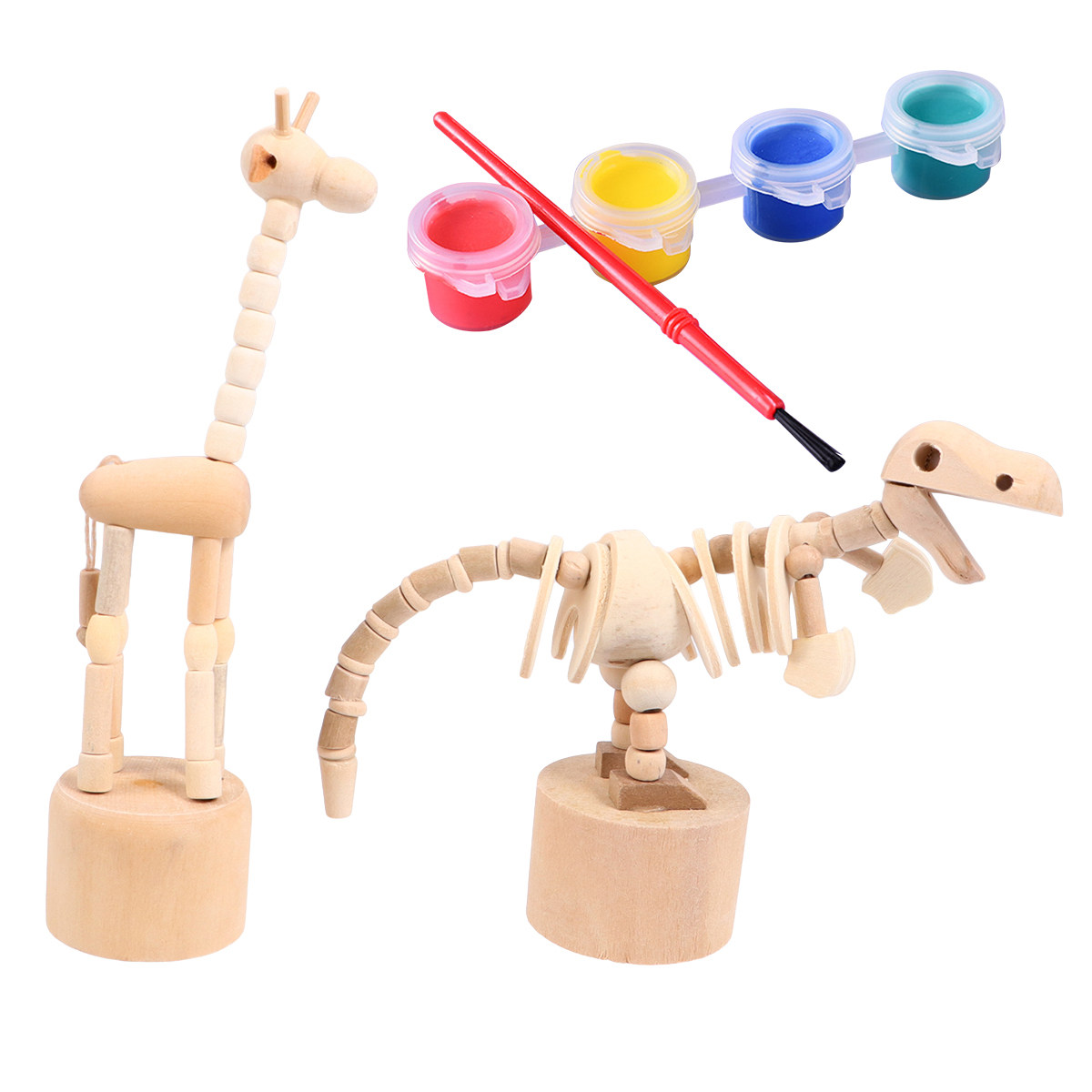 2Pcs Wooden Animal Giraffe Din – обзор и цена Art Craft Dinosaurs