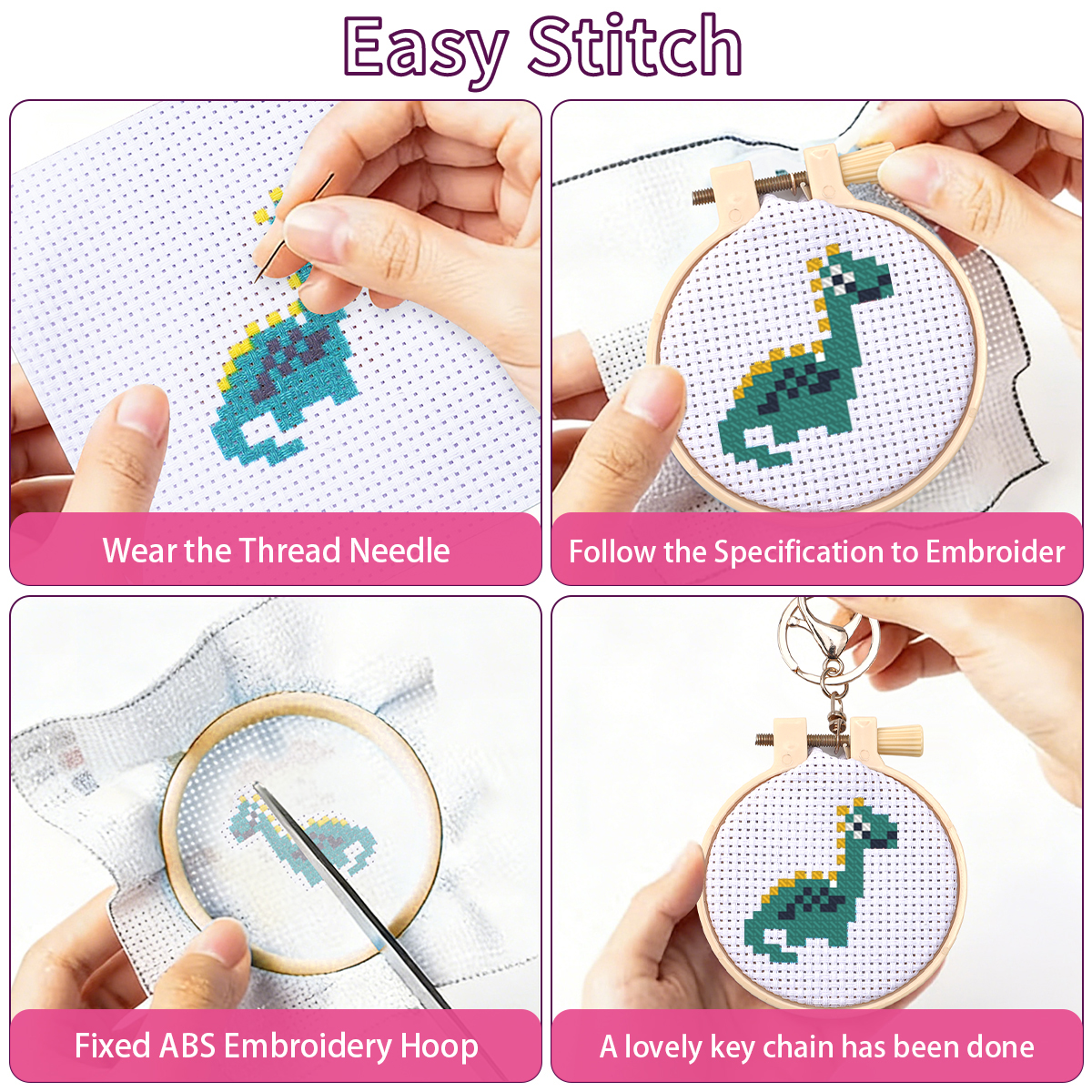 Easy Stitch Dinosaur Keychain  – обзор и цена Art Craft Dinosaurs