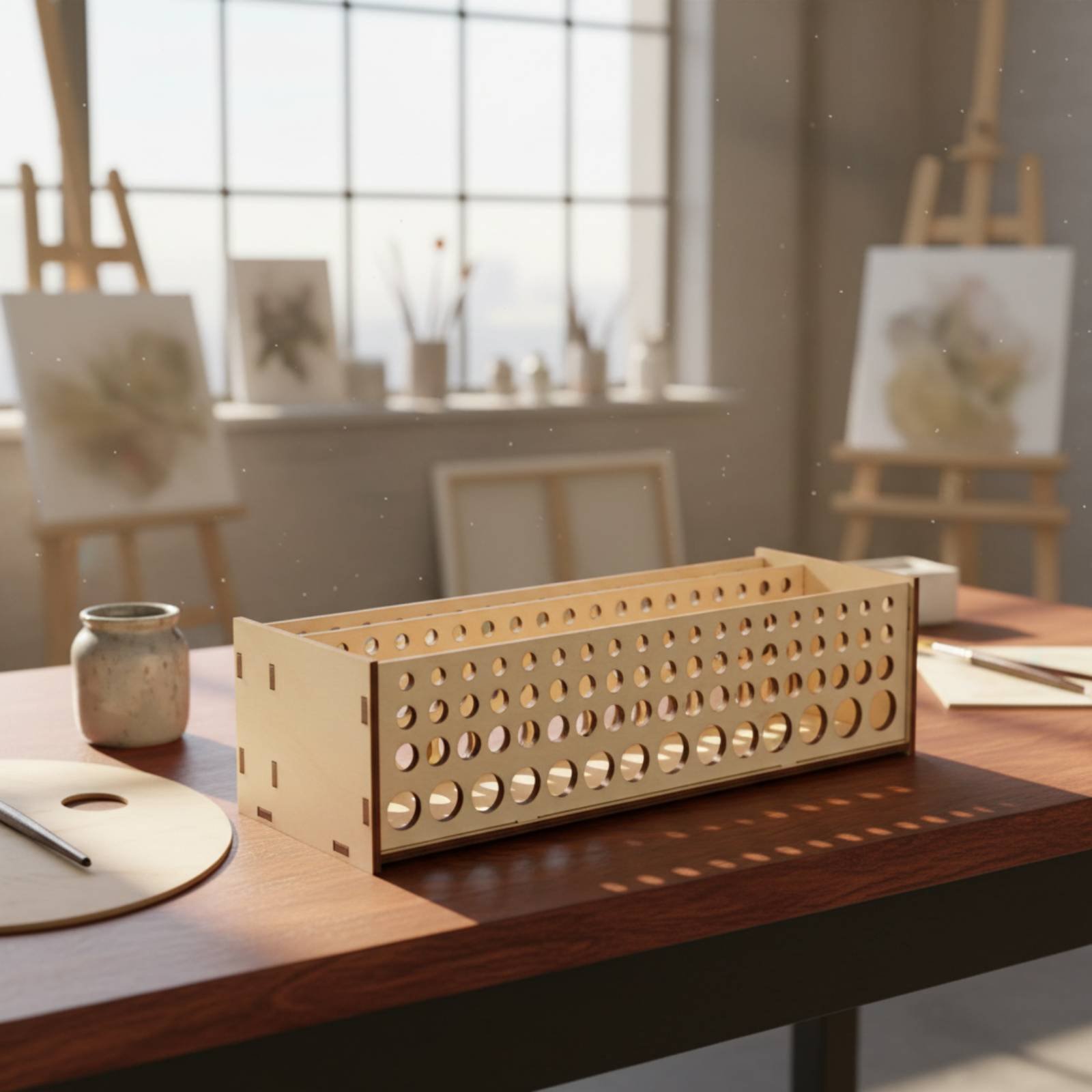 Paint Brush Rack 67 Holes Wood – обзор и цена Art And Craft Studio