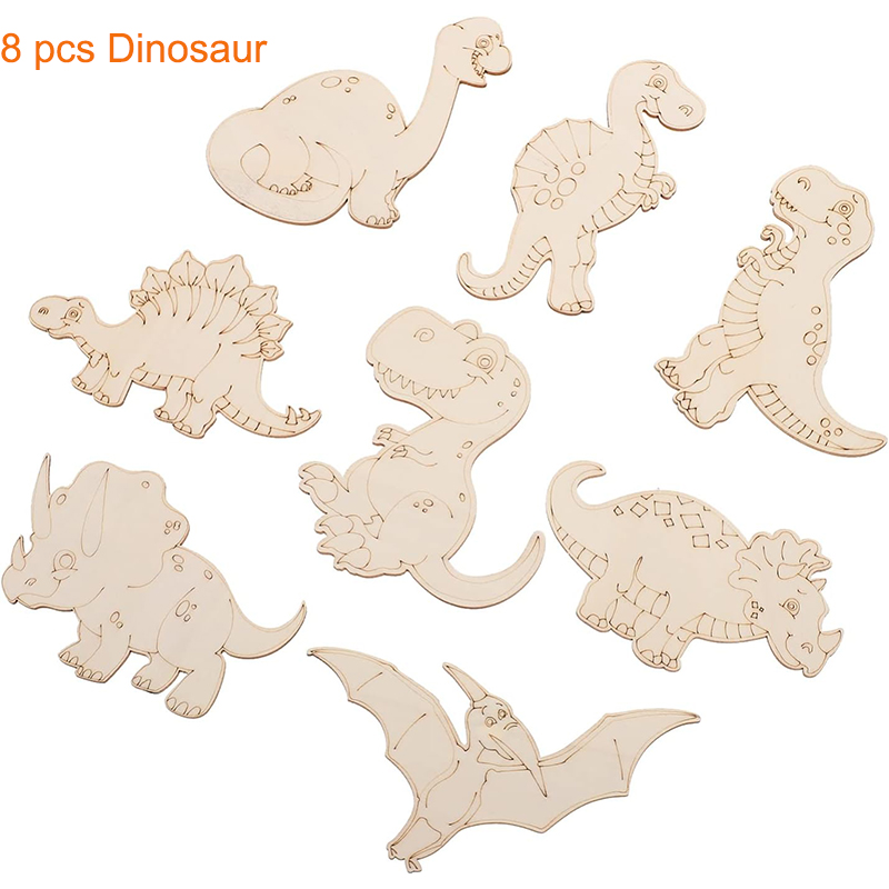 8/24 Pieces Unfinished Wooden  – обзор и цена Art Craft Dinosaurs